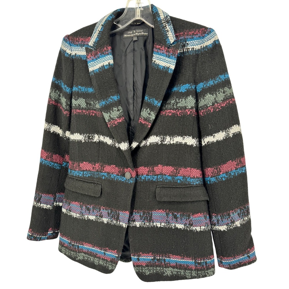 Rag & Bone Blazer Women 2 Black Striped Tweed Bergdorf Goodman Sample Jacket